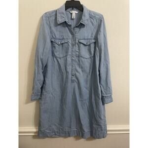 White House Black Market Denim Blue Midi Dress